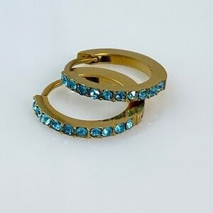 Birthstone Huggie Hoop Earrings - December Topaz
